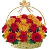 Cesta com 18 Rosas Vermelhas e Astromélias Amarelas