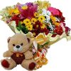 Buquê com Flores do Campo Nobre+Ursinho com camiseta 18cm
